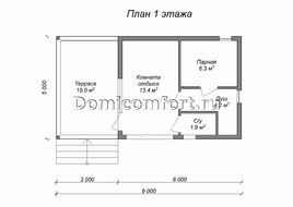 Баня из газобетона 6 на 5 с террасой